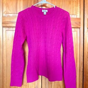 Lilly Pulitzer Hot Pink Cable-Knit Crewneck Sweater